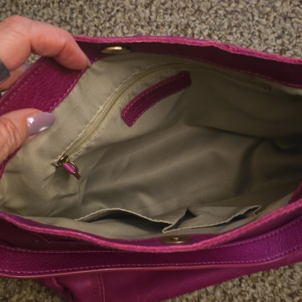 American Leather Company  Leather Crossbody Bag In Mulberry - Picture 6 of 6